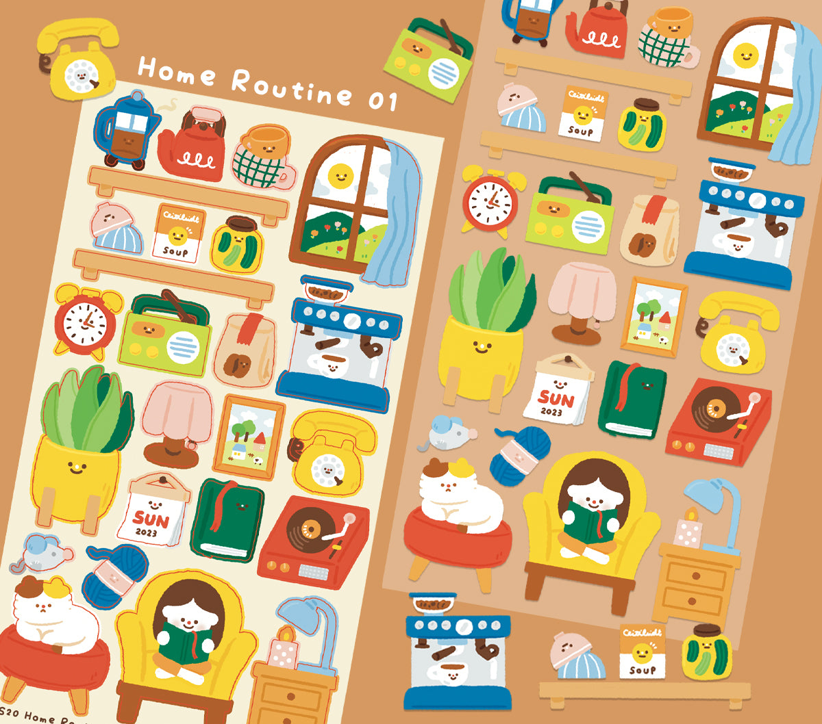 Home Routine 01 (Living Room) Sticker Sheet
