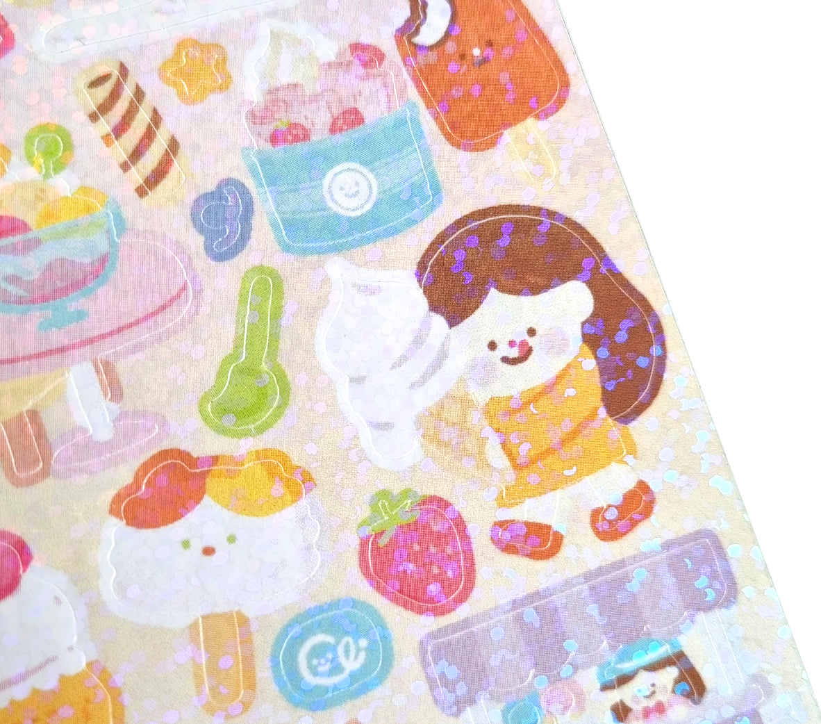 Ice Cream Glitter Sticker Sheet