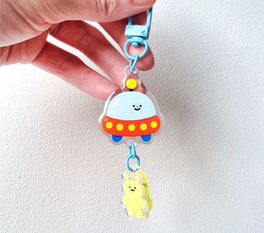 UFO + Alien Acrylic Keychain