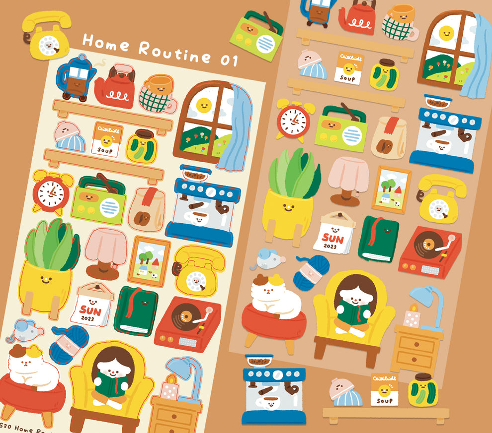 Home Routine 01 (Living Room) Sticker Sheet – alittleali