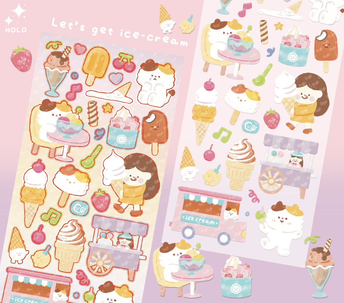 Ice Cream Glitter Sticker Sheet